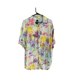 The Phluid Project Gender Neutral‎ XL Multicolor Floral Short Sleeve